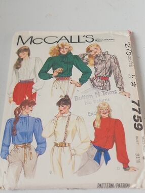 McCALL'S Women's Long-Sleeve Blouse - Red, Green, Blue, White Options